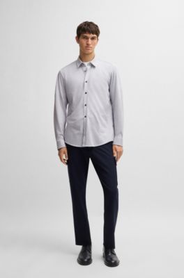 Chemise Slim Fit en jersey de coton structur&eacute;, Blanc