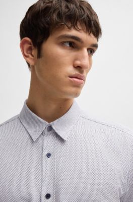 Chemise Slim Fit en jersey de coton structur&eacute;, Blanc