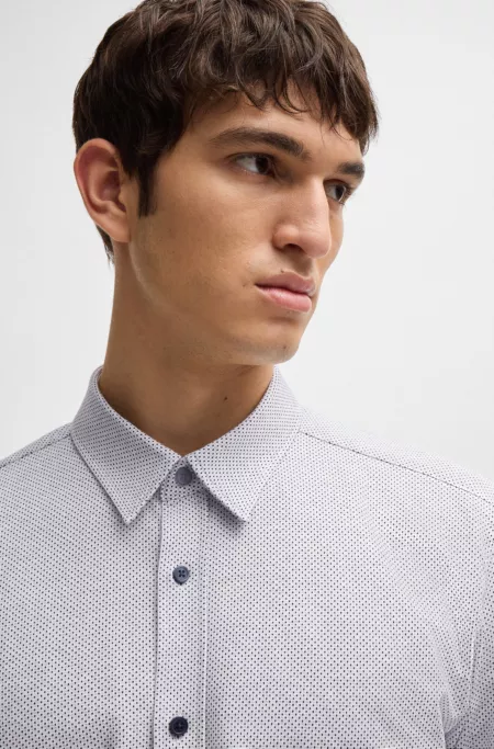 Slim-fit shirt in structured cotton jersey
