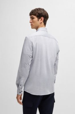 Chemise Slim Fit en jersey de coton structur&eacute;, Blanc