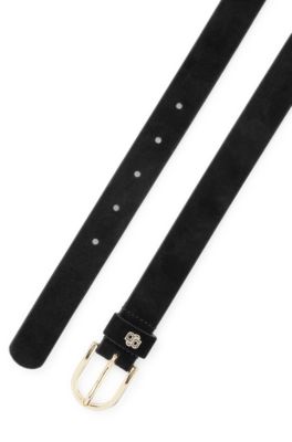 Suede belt with Double B monogram, Black