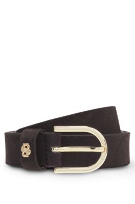 Suede belt with Double B monogram, Light Brown