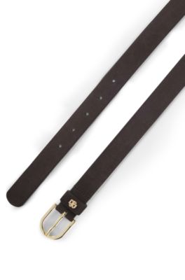 Suede belt with Double B monogram, Light Brown