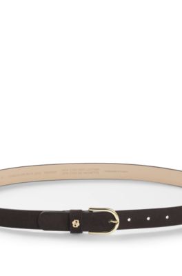 Suede belt with Double B monogram, Light Brown