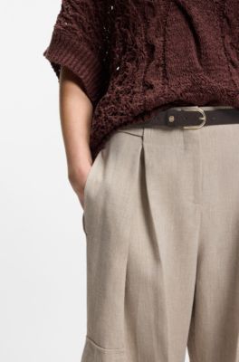 Suede belt with Double B monogram, Light Brown