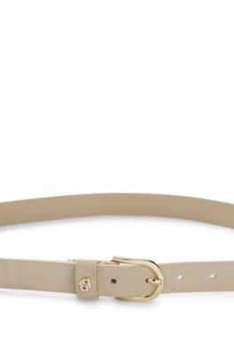 Suede belt with gold-tone Double B monogram, Light Beige