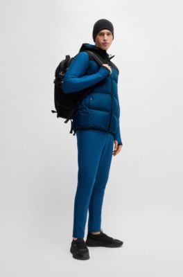 Chaleco de plum&oacute;n repelente al agua con logo estampado, Celeste