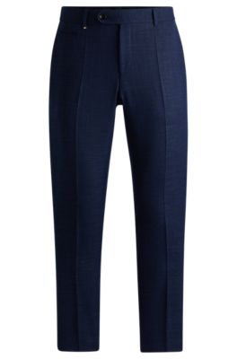 Hugo Boss Slim-fit Trousers In Melange Stretch Cloth In Dark Blue