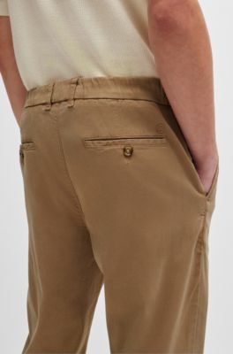 Tapered-fit regular-rise trousers in stretch twill, Light Beige