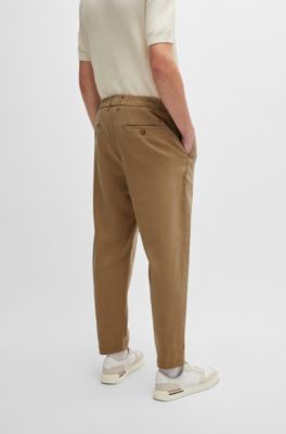 Tapered-fit regular-rise trousers in stretch twill, Light Beige