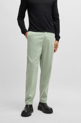 Tapered-fit regular-rise trousers in stretch twill, Light Green