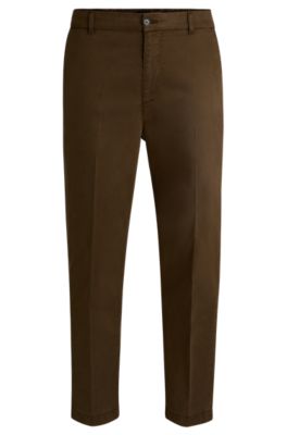 Tapered-fit regular-rise trousers in stretch twill, Light Green