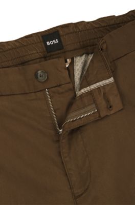 Tapered-fit regular-rise trousers in stretch twill, Light Green
