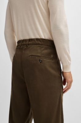 Tapered-fit regular-rise trousers in stretch twill, Light Green