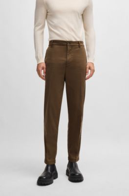 Tapered-fit regular-rise trousers in stretch twill, Light Green