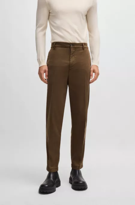 Tapered-fit regular-rise trousers in stretch twill