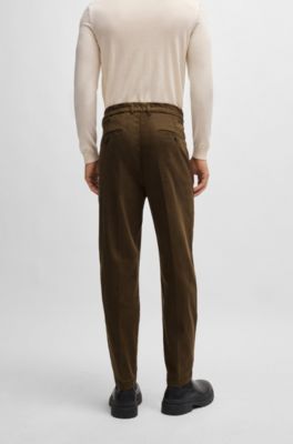 Tapered-fit regular-rise trousers in stretch twill, Light Green