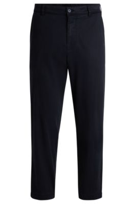 Hugo Boss Tapered-fit Drawstring Pants In Stretch-cotton Twill In Dark Blue