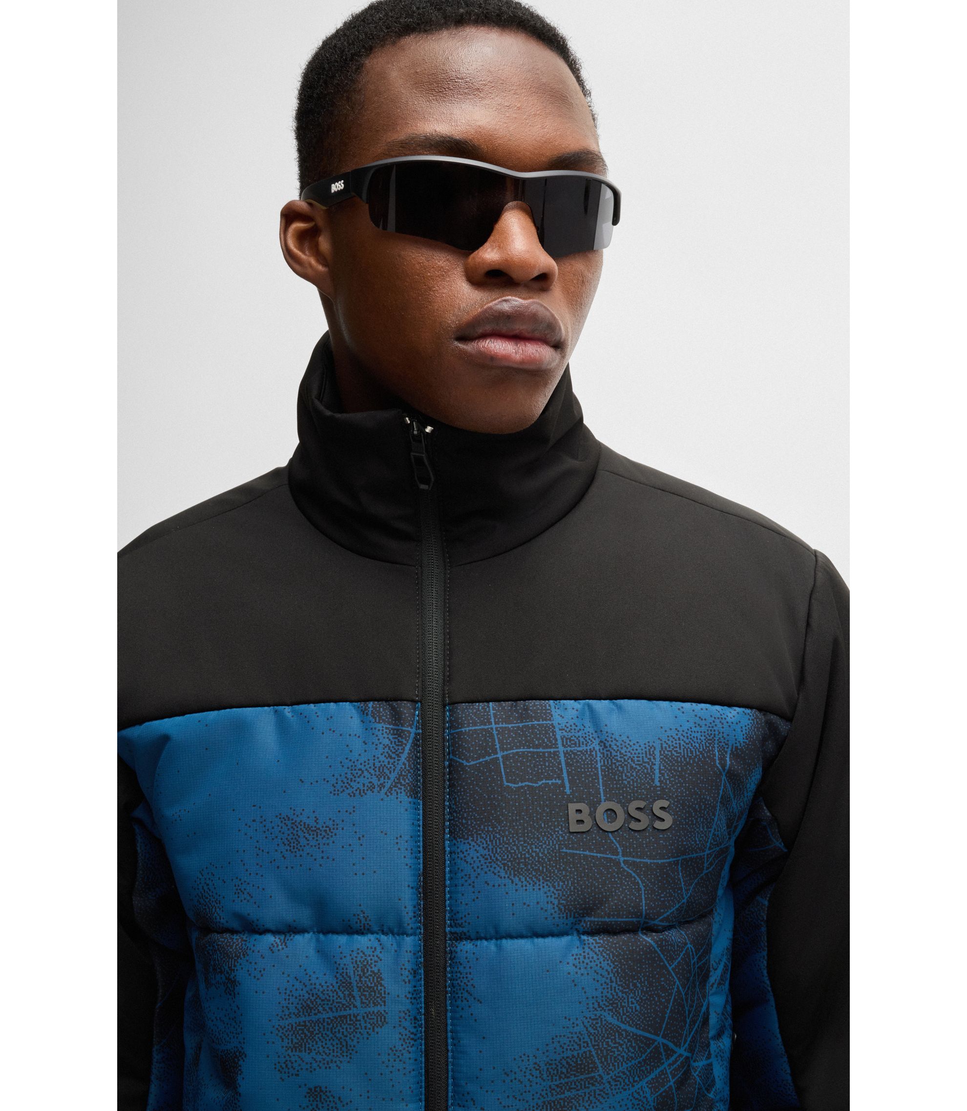 HUGO BOSS ジャケット BOSS - Kids' zip-up jacket with houndstooth pattern and logo