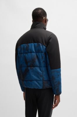 Water-repellent puffer jacket with logo print, Light Blue