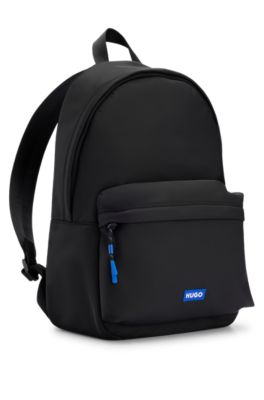 HUGO BOSS ブラックバックパック BOSS - Backpack with leather trims and two-way zip - Black