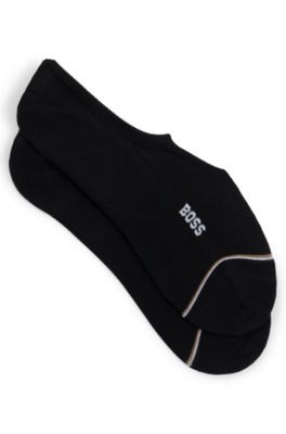 Lot de deux paires de chaussettes invisibles en coton m&eacute;lang&eacute;, Noir