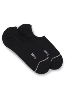 Paquete de dos calcetines invisibles de algod&oacute;n, Negro