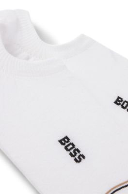 Lot de deux paires de chaussettes invisibles en coton m&eacute;lang&eacute;, Blanc