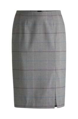 Hugo Boss Pencil Skirt In Checked Stretch Fabric In Patterned