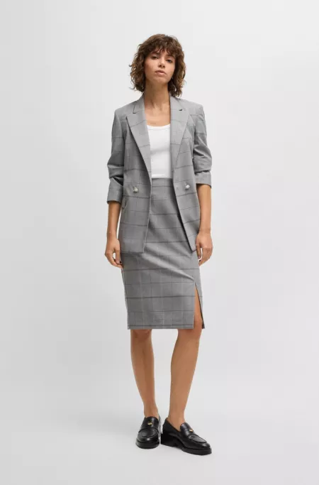 Pencil skirt in checked stretch fabric