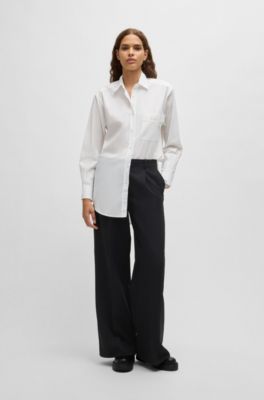 Boot-leg trousers stretch fabric