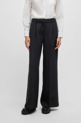 Boot-leg trousers in stretch fabric, Black