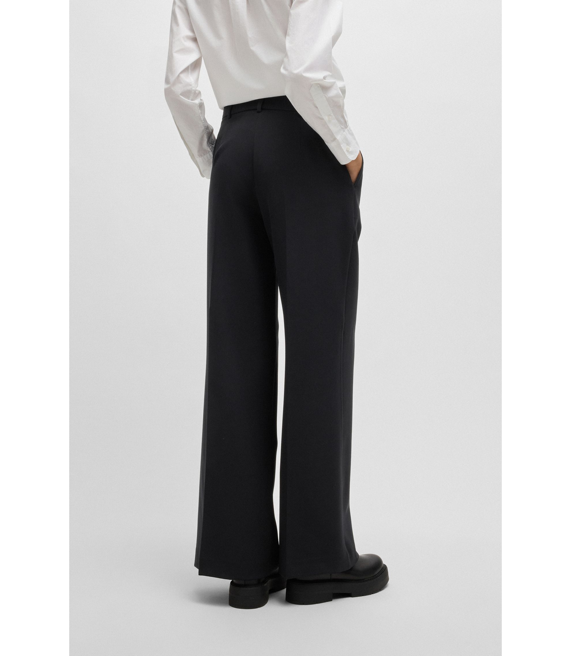 BOSS - Boot-leg trousers in stretch fabric - Black
