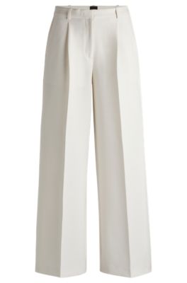 Hugo Boss Boot-leg Trousers In Stretch Fabric In White