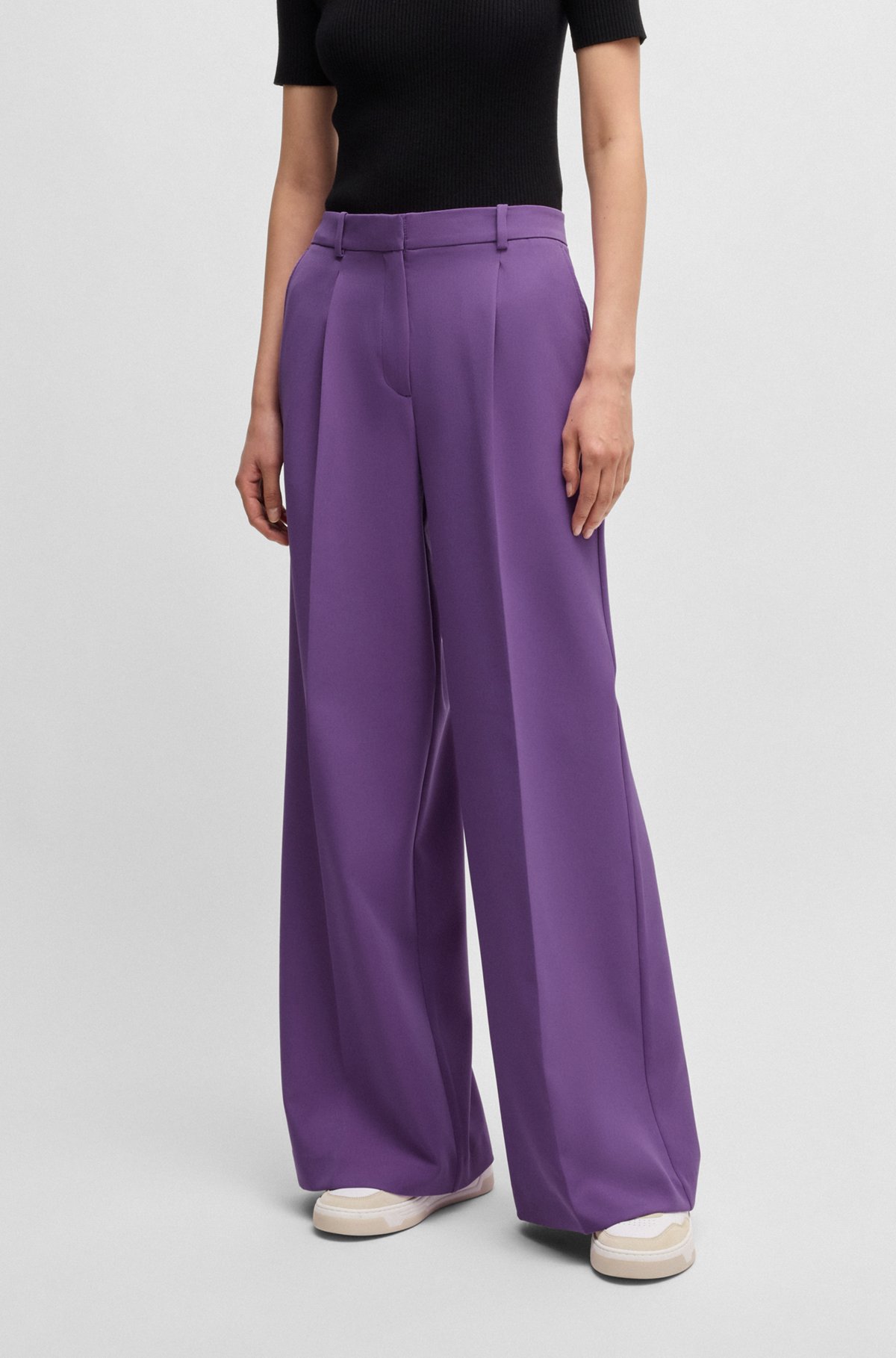 BOSS - Boot-leg trousers in stretch fabric - Light Purple BOSS - Boot-leg trousers in stretch fabric - Light Purple