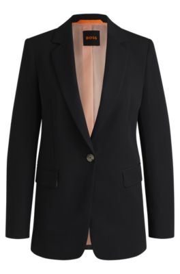 Hugo Boss Single-breasted Jacket In Stretch Fabric In Black