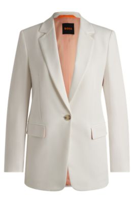 Hugo Boss Single-breasted Jacket In Stretch Fabric In White