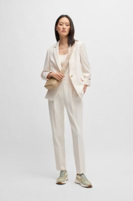 Single-breasted jacket in stretch fabric, White