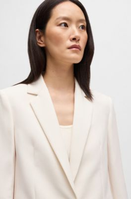 Single-breasted jacket in stretch fabric, White