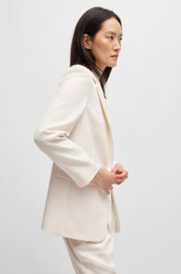 Single-breasted jacket in stretch fabric, White