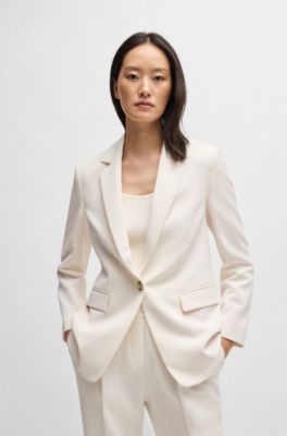 Single-breasted jacket in stretch fabric, White