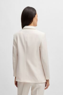 Single-breasted jacket in stretch fabric, White