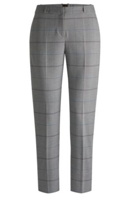 Hugo Boss Formal Trousers In Checked Stretch Fabric In Patterned