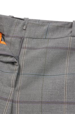 Formal trousers in checked stretch fabric, Patterned