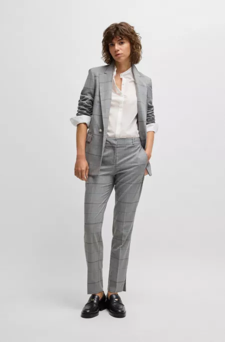 Formal trousers in checked stretch fabric
