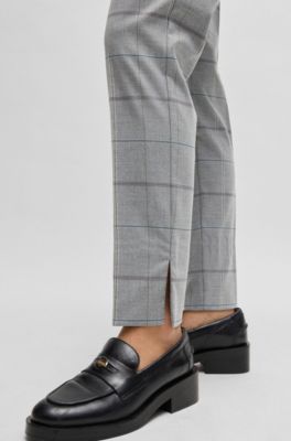 Formal trousers in checked stretch fabric, Patterned