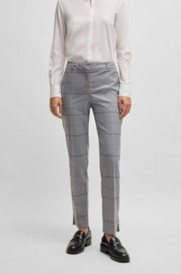 Formal trousers in checked stretch fabric, Patterned