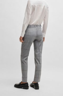 Formal trousers in checked stretch fabric, Patterned