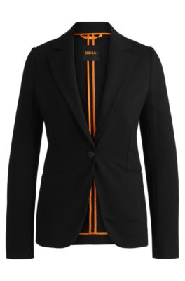 Hugo Boss Single-button Jacket In Stretch Fabric In Black
