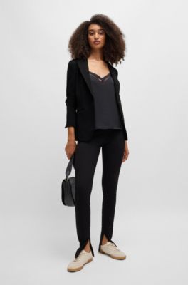 Single-button jacket in stretch fabric, Black